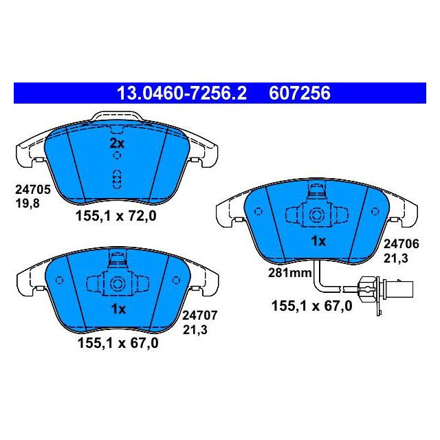 【ブレーキ】純正品質パッドSET・フロント/ATE製 AUDI・A4・A5の画像