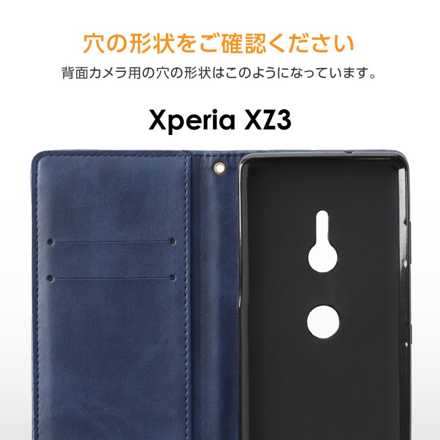Xperia XZ3 SO-01L SOV39 801SOスマホケース 手帳型 収納ポケットつき スタンド機能付き PUレザー 耐衝撃 ベルトなし おしゃれ シンプル スマホカバー｜e-adif｜20