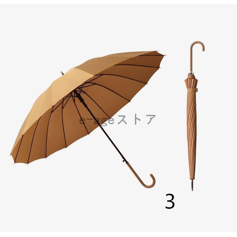 傘レディース長傘風に強い傘おしゃれシンプルジャンプ傘傘16本骨地味シンプルｖ丈夫耐風便利｜e-age｜17