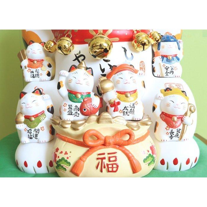 豪華2大特典)錦彩七福神招き猫 招き猫 七福神 薬師窯 瀬戸焼 豪華2大特典)錦彩七福神招き猫 招き猫 七福神 薬師窯 瀬戸焼