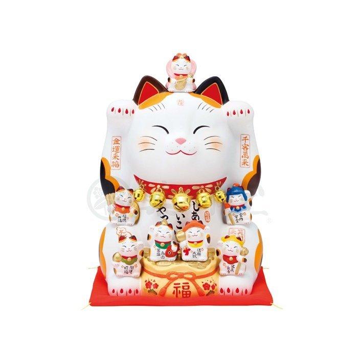 豪華2大特典) 招き猫 置物 陶器 七福神 商売繁盛 開運 左手 右手 両方