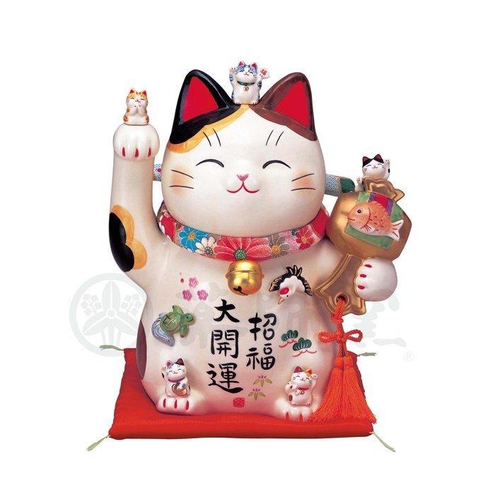招き猫 陶器製 　左手上げ 商売繁盛　招き猫 コレクション 豪華2大特典) 招き猫 置物 陶器 商売繁盛 開運 左手 右手 両手