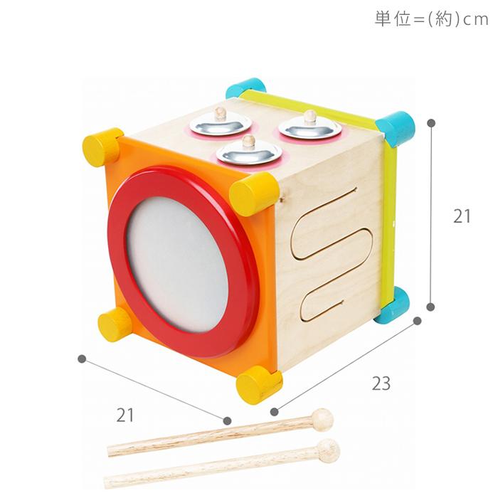 (豪華２大特典)I'm TOY おもちゃ 音 おもちゃ 木 製 知育 木の 楽器 打 太鼓 赤ちゃん アイムトイ メロディーキューブ 誕生日 1歳 eduteの画像