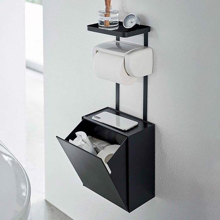 山崎実業 Tower タワー トイレットペーパーホルダー　トレー、収納ケース付き 楽天市場】tower タワー トイレットペーパーホルダー上トレー