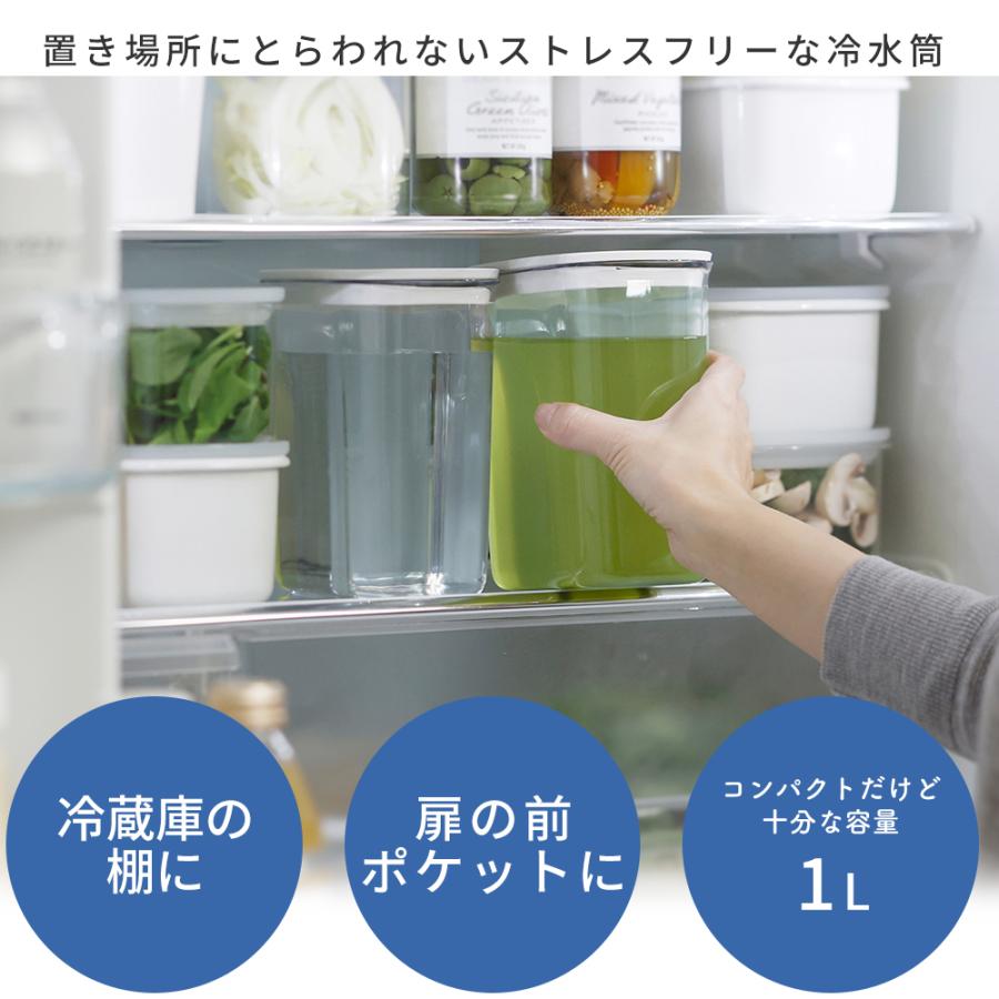 marna マーナ ウォーターピッチャー 1L 2個セット ジャグ 冷水筒 コンパクト ドアポケット 麦茶 出汁ポット 液だれしにくい K787 | marna | 06