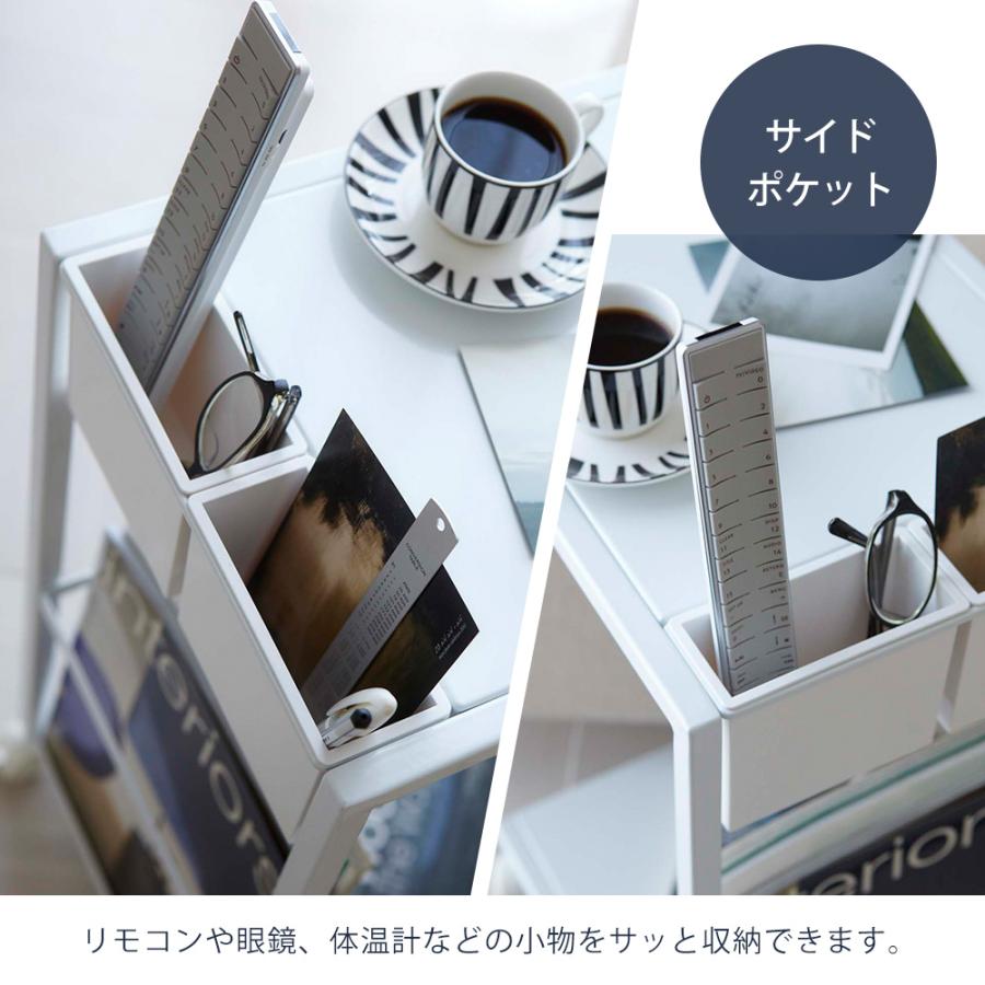 未使用 組立て品 YAMAZAKI サイドテーブルワゴン タワー tower ナイトテーブル ポケット・キャスター付き ブラック/黒 山崎実業 苫小牧西店 tower 山崎実業 公式 タワー サイドテーブルワゴン おしゃれ ナイト