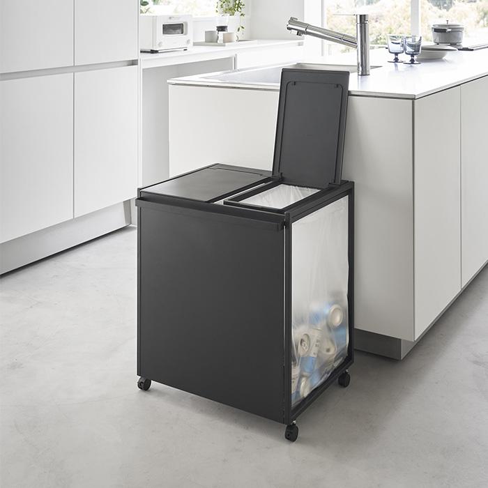 tower 山崎実業 公式 タワー 蓋付き目隠し分別ダストワゴン 45L 2分別