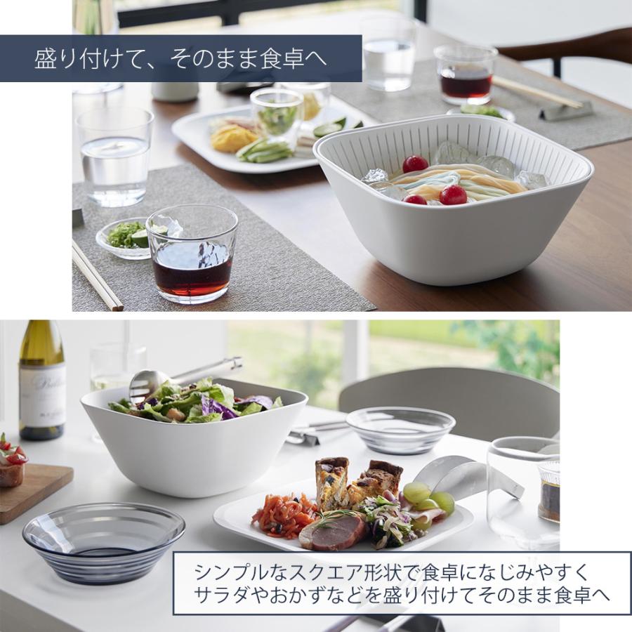 tower 山崎実業 公式 タワー トレー付きスクエアボウル＆ザル 6点