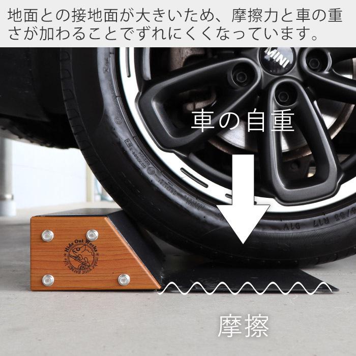 未使用】ヤマソロ輪止め車止め タイヤ止め 駐車ブロック ブラック木目