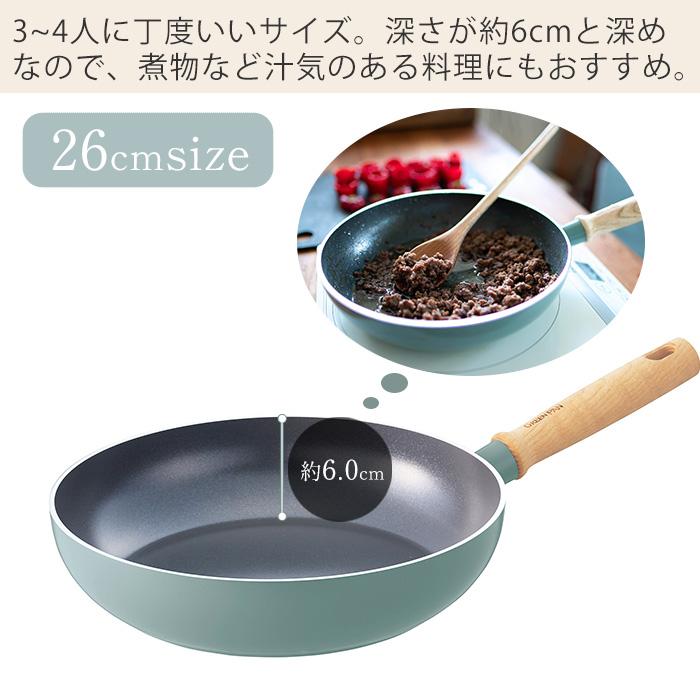 フライパン 26cm グリーンパン IH対応 セラミック コーティング メイフラワー マグニートIH ノンスティック 焦げない ダイヤモンド GREENPAN 深型の画像