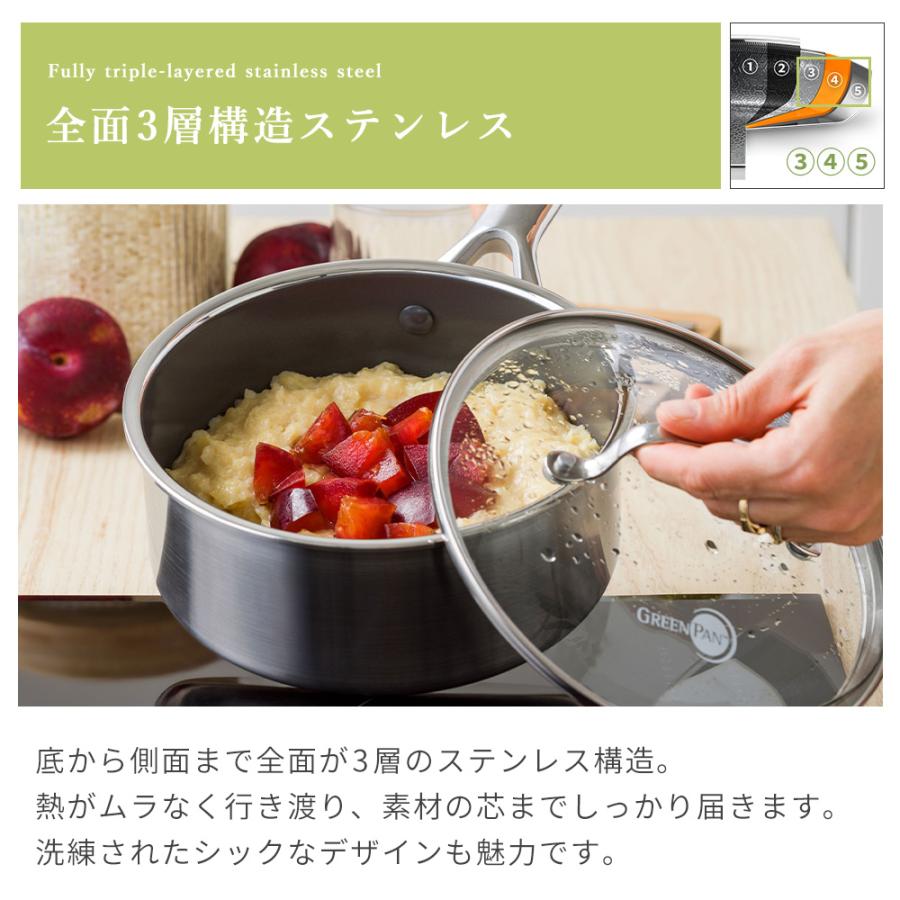 GREEN PAN（グリーンパン） ソースパン 小型鍋 ガラス 蓋付き ミルク