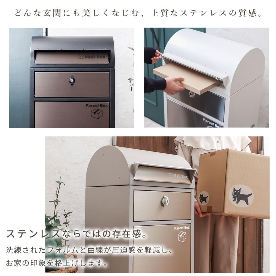 ステンレス製4段引き出しポスト2セット ヤマソロ 宅配ボックス 一戸建て用 後 付け おしゃれ 大型 ポスト 付き