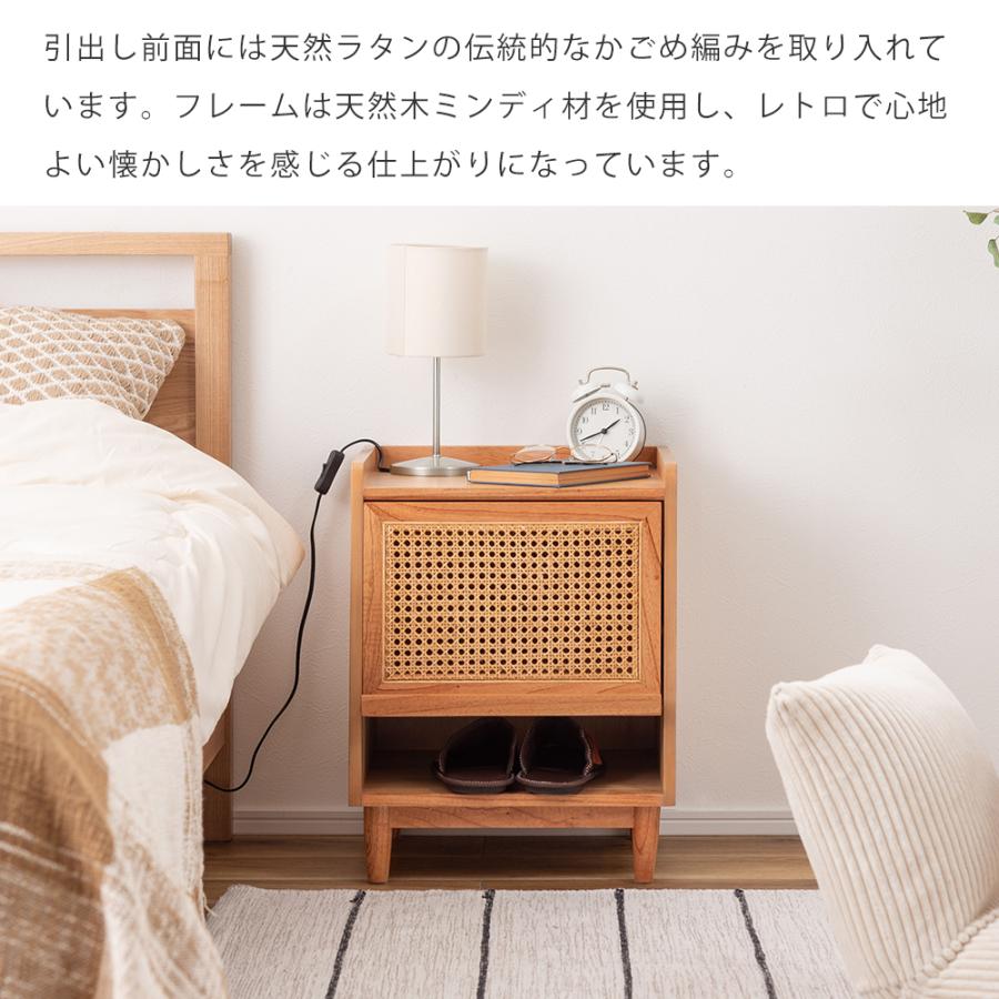 東谷 (豪華2大特典)ナイトテーブル 木製 ベッド サイド チェスト