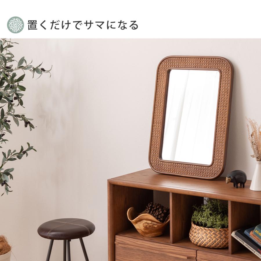 東谷 ラタン ミラー 10/18は最大P10%！ 壁掛け ウォール 置き 鏡 籐