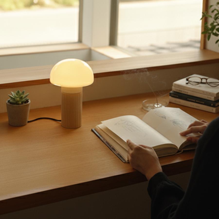 ポイント還元中！ Joo stand light スタンドライト テーブルランプ 日本製 E17口径 LED対応 ガラス タモ材 スチール 天然木 北欧 アクシス axcis Zelt コラボの画像