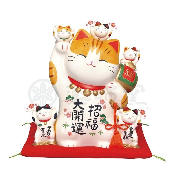 招き猫　薬師窯　陶器　千客万来　商売繁盛　開運　招福　金運満足　2点セット 豪華2大特典) 招き猫 置物 陶器 大 商売繁盛 開運 左手 右手 両方