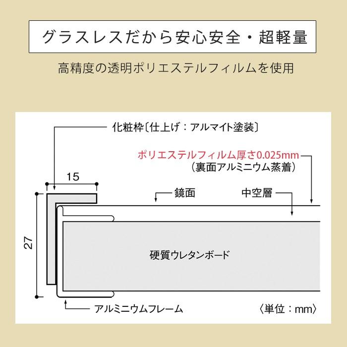 (豪華２大特典) 鏡 大型 割れない鏡 ミラー 安全 軽量 姿見 日本製 全身鏡 鏡 ダンス用 防災ミラー 壁掛け リフェクスミラー 100×150cm｜e-alamode｜05