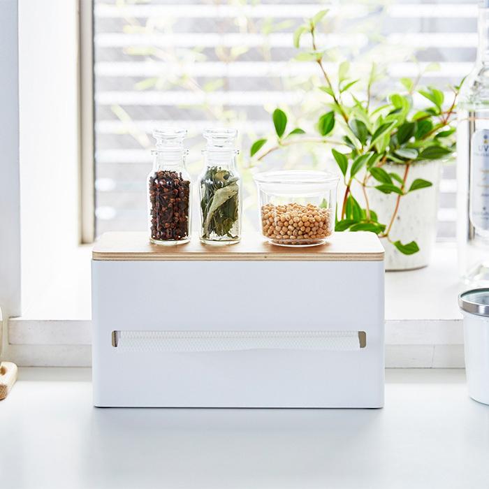 12/10はP+6％還元！山崎実業 公式 リン 両面 ティッシュケース RIN おしゃれ 木 北欧 ティッシュボックス キッチンペーパーケース 蓋付き 4765 有吉ゼミで紹介