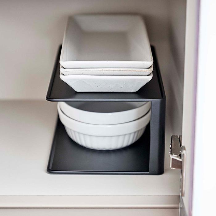 tower 山崎実業 公式 タワー 長皿収納ラック2段 ディッシュラック 皿