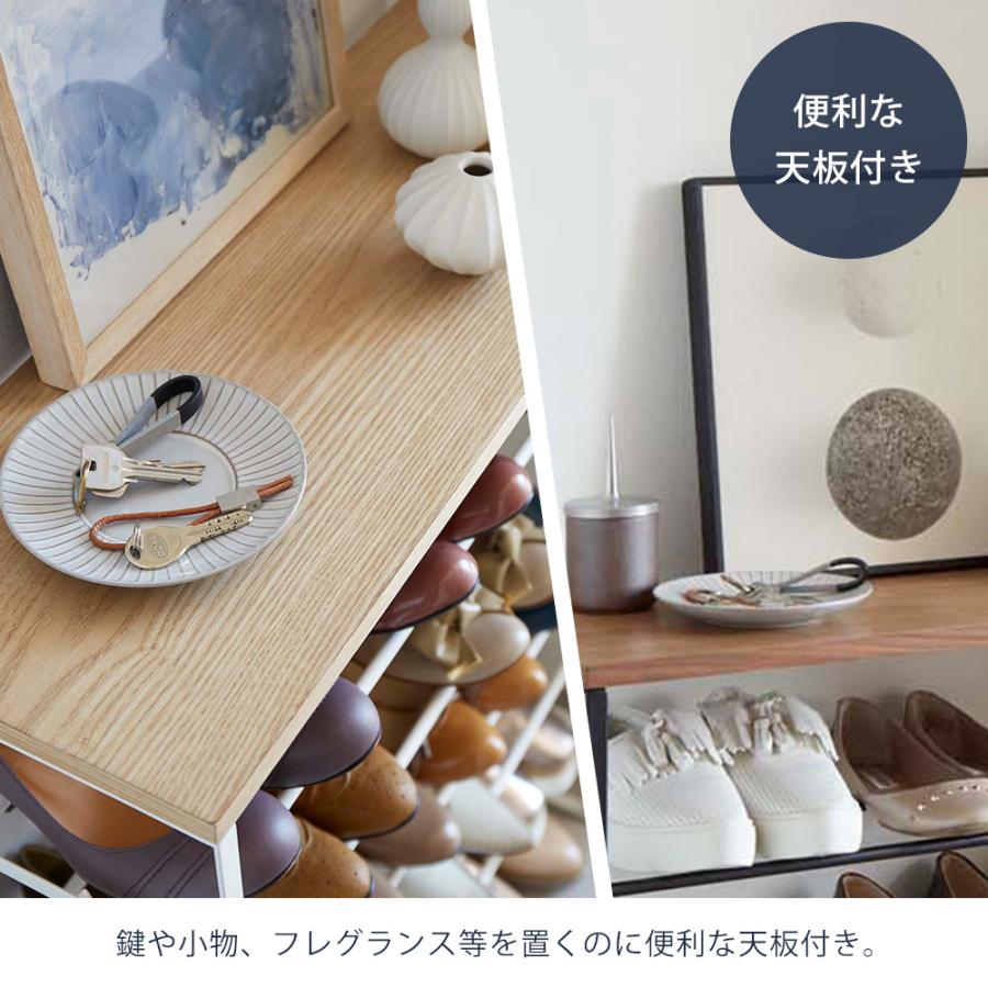 山崎実業 公式 タワー 天板付きシューズラック 6段 tower 下駄箱 靴箱 靴置き 天板 フック ボックス オープンラック 玄関 3369 3370の画像