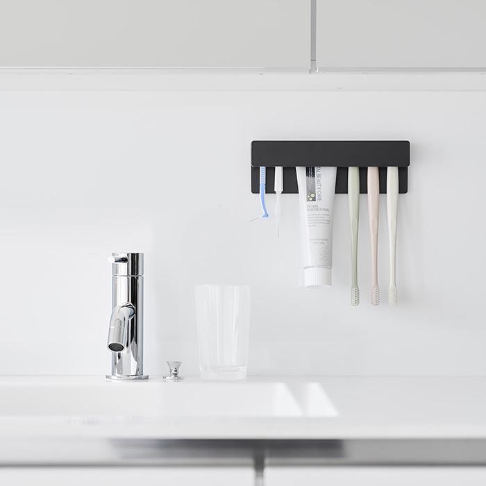 山崎実業 公式 タワー フィルムフック差し込み式歯ブラシ＆チューブホルダー W18 tower 歯ブラシホルダー 歯磨き粉 浮かせる 1497 1498 | tower | 12