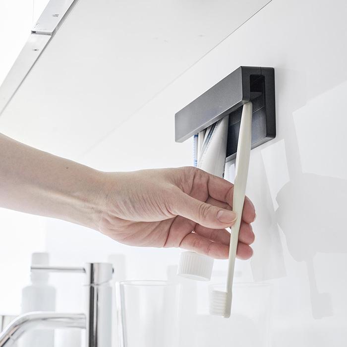 山崎実業 公式 タワー フィルムフック差し込み式歯ブラシ＆チューブホルダー W18 tower 歯ブラシホルダー 歯磨き粉 浮かせる 1497 1498 | tower | 14