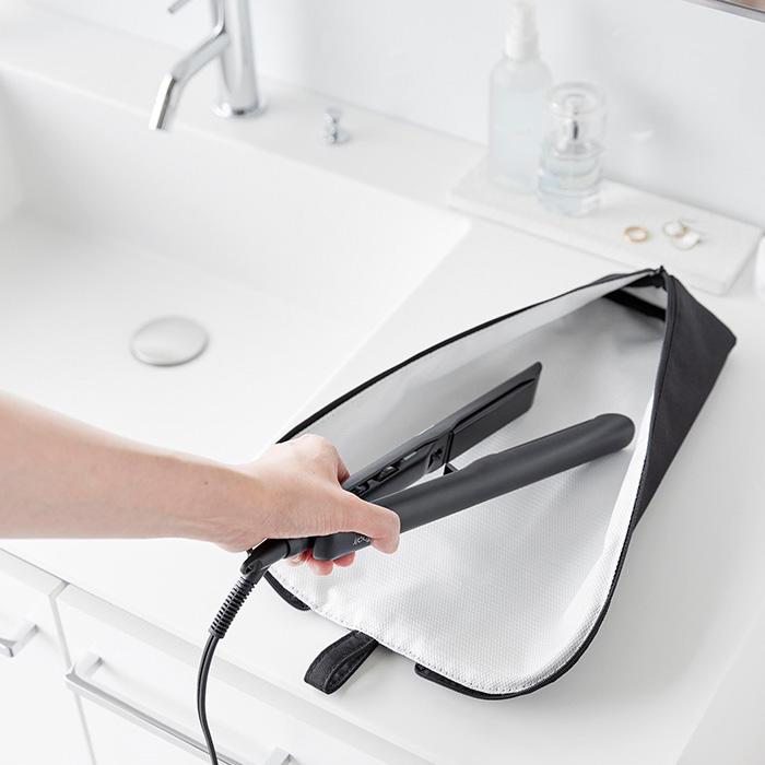 山崎実業 公式 タワー 耐熱ヘアーアイロンポーチ L tower 吊り下げ収納 ファスナー ポケット ケーブル収納 持ち運び 一時置き 1383 1384 | tower | 12