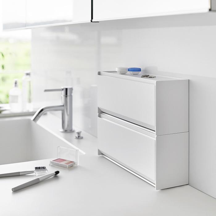 山崎実業 公式 タワー ウォール洗面収納ケース 石こうボード壁対応 tower 収納ラック 2WAY 浮かせる 洗面台 サニタリー収納 1355 1356 | tower | 15