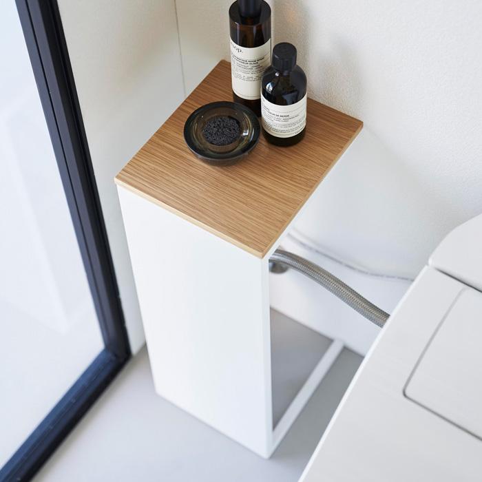 山崎実業 公式 タワー 目隠しトイレ配管カバー tower トイレカバー 配管隠し 天然木 木目 天板 芳香剤 ペーパー 収納 幅18cm 5223 5224 | tower | 10