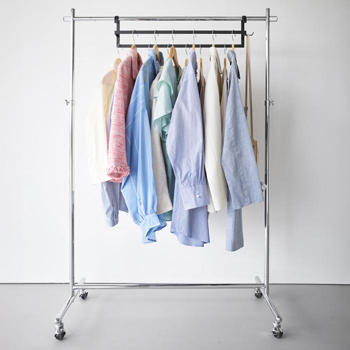 山崎実業 公式 スマート 収納力アップ2段衣類ハンガー W60 smart 幅60cm 衣類収納 ハンガーパイプ ハンガーラック スチール 10007 10008 | smart | 12