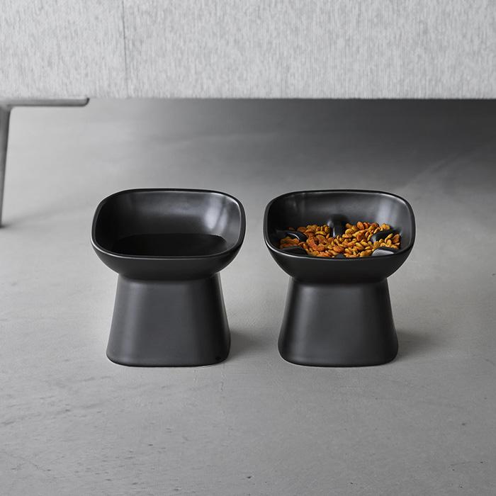 山崎実業 公式 ヌークス 早食い防止陶器ペットフードボウル H11.5 nooks ペット用食器 エサ入れ 猫 犬 皿 高さ11.5cm 陶器 斜め 10557 10558 | 山崎実業 | 14