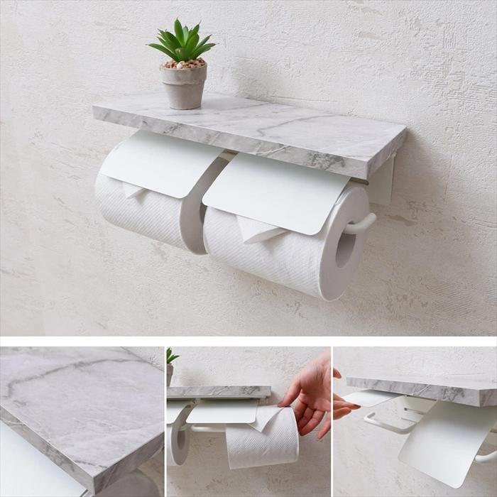 トイレットペーパーホルダー カバー 評判 おしゃれ 2連 ダブル Diy アイアン ブラック ヤマソロ 父の日 ホワイト 新生活 プレゼント 41 038 ブラン トイレ収納