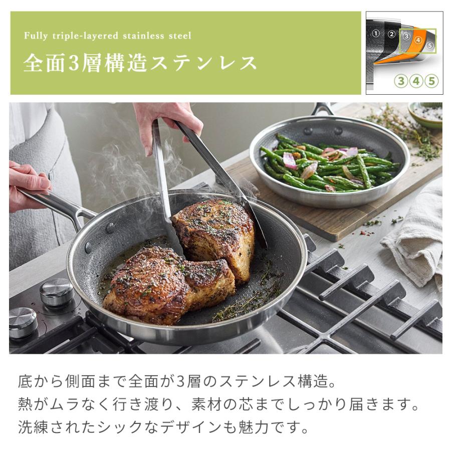 グリーンパン セラミック ステンレス全面多層 フライパン 24cm 蓋付 GREEN PAN（グリーンパン） フライパン 24cm IH 直火 食洗機 オーブン