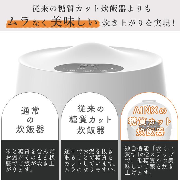 AINX (豪華2大特典)AINX 炊飯器 糖質 カット オフ 4合 スマートライス