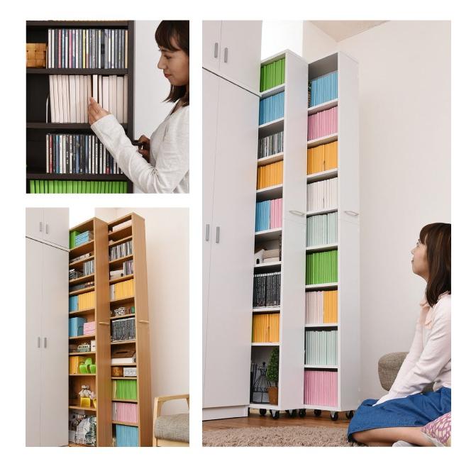 (豪華２大特典) 壁面収納 おしゃれ 薄型 本棚 文庫本 書棚 木製 スリム 大容量 | JK-PLAN | 12