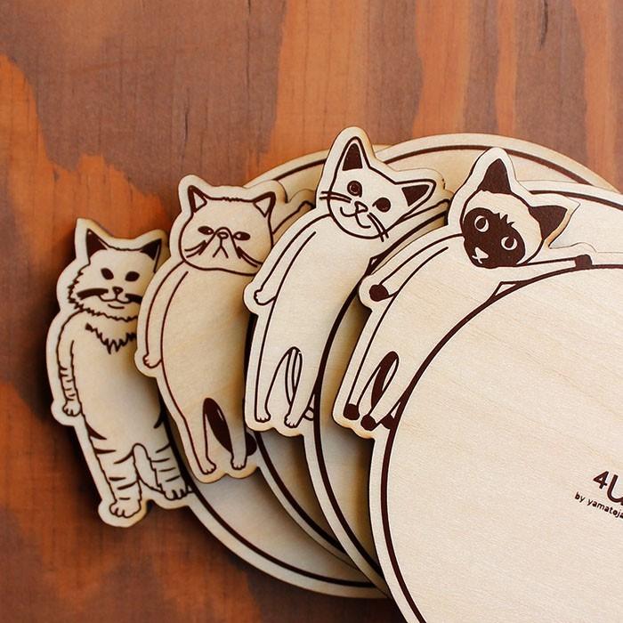コースター 木製 おしゃれ 北欧 かわいい 日本製 corster CATS 猫 ネコ ねこ 木 天然木 新築祝い 結婚祝い お祝い 誕生日 ギフト｜e-alamode｜12