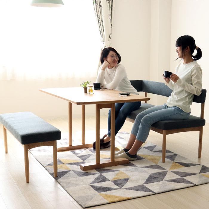 ※まみむ※【美品】グレー ファブリックベンチ&テーブルセット 東谷 (豪華2大特典)ダイニング テーブルセット 4人用 おしゃれ 120幅