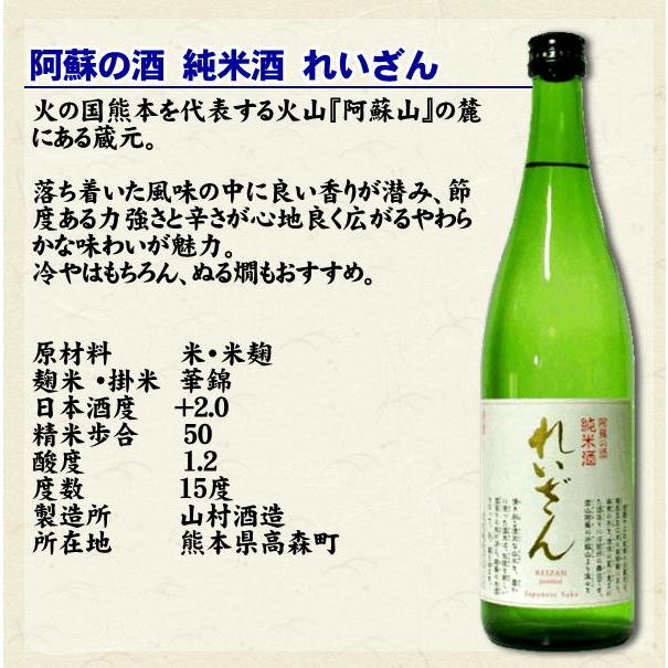 熊本地酒 純米酒飲みくらべギフト 1800ml 3本 送料無料 れいざん 崇薫 