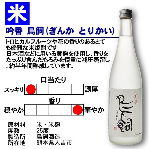 吟香系米焼酎セット 25度 720ml 3本 900ml 1本 計4本 送料無料 鳥飼 彩