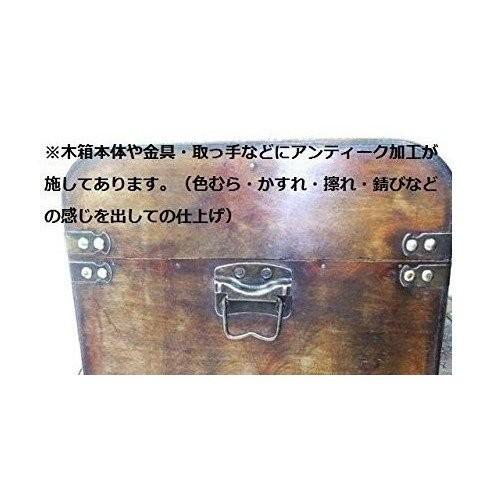 鍵付き アンティーク 宝箱 海賊 木箱 特大サイズ （横幅約55cm） : 43