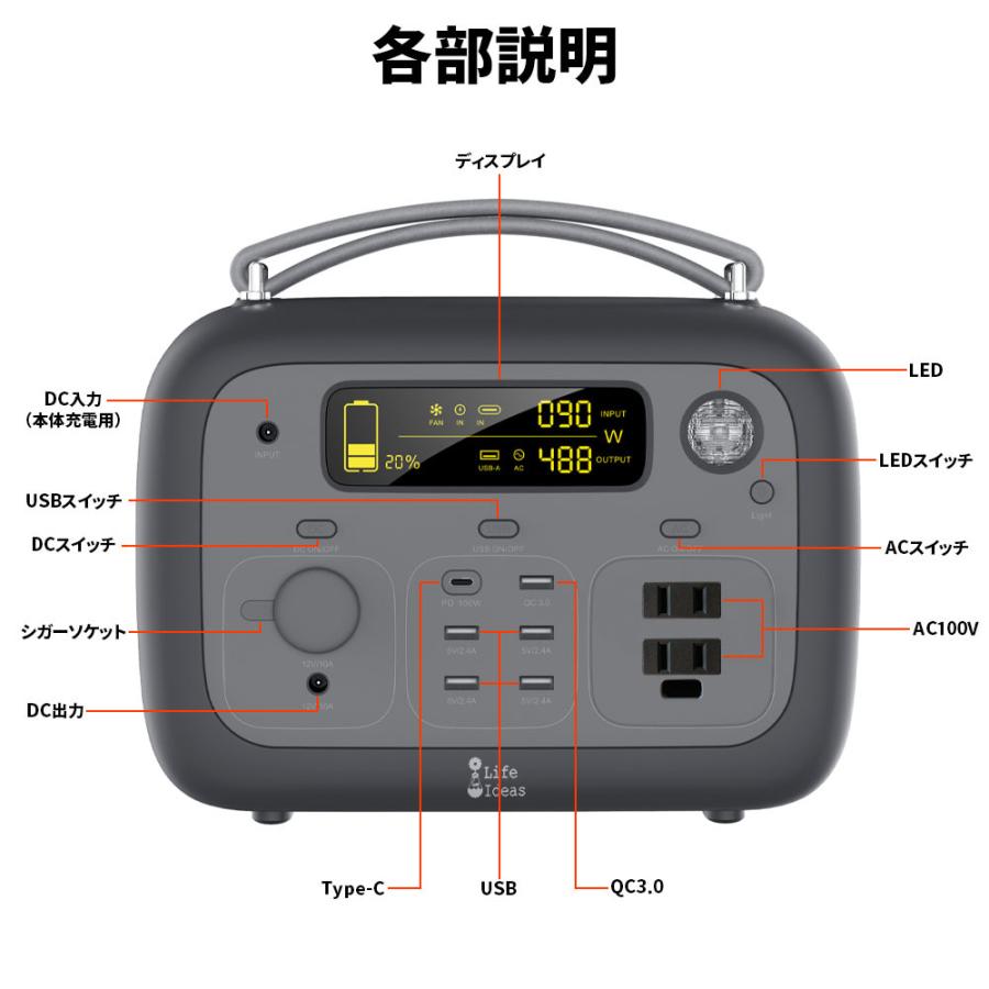 e-auto fun 大容量ポータブル電源 発電機 540WH 150000mAh e-auto fun 大容量ポータブル電源 発電機 540WH 150000mAh