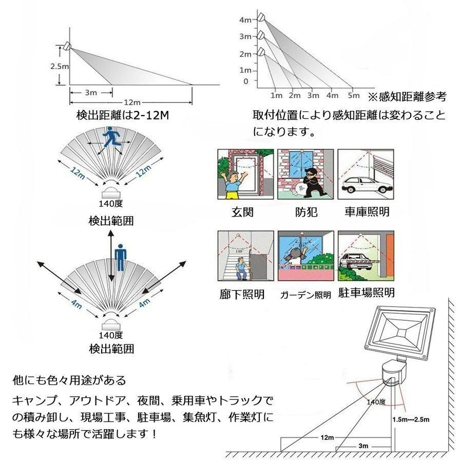 LED人感センサーライト 投光器 30W 300W相当 屋外 昼光色 防犯ライト 駐車場 倉庫 広角 防水 180日保証｜e-auto-fun-store｜04