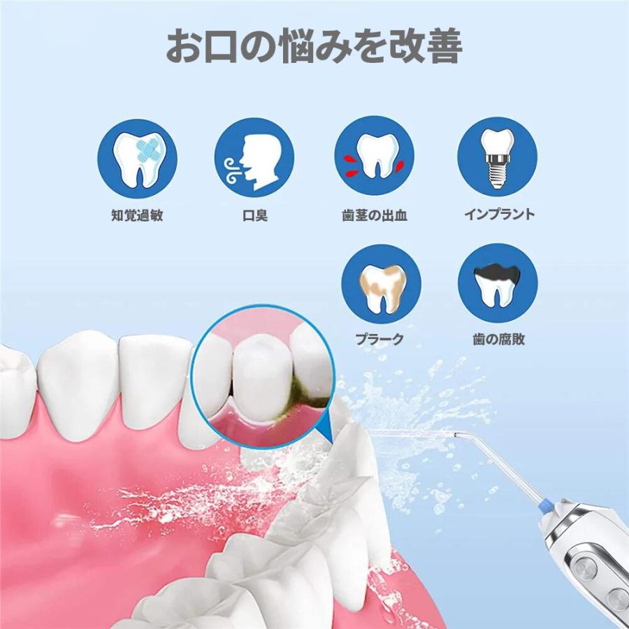 H2Oフロス 口腔洗浄器 ブラック ジェットウォッシャー 5つのノズル 5