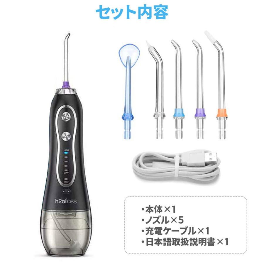 H2Oフロス 口腔洗浄器 ホワイト ジェットウォッシャー 5つのノズル 5