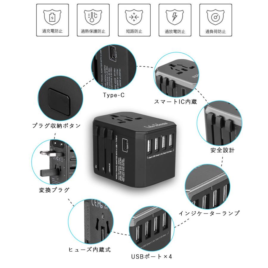Life Ideas 変換プラグ グレー 150ヶ国対応 USB/4ポート USB Life Ideas 変換プラグ グレー 150ヶ国対応 USB/4ポート USB