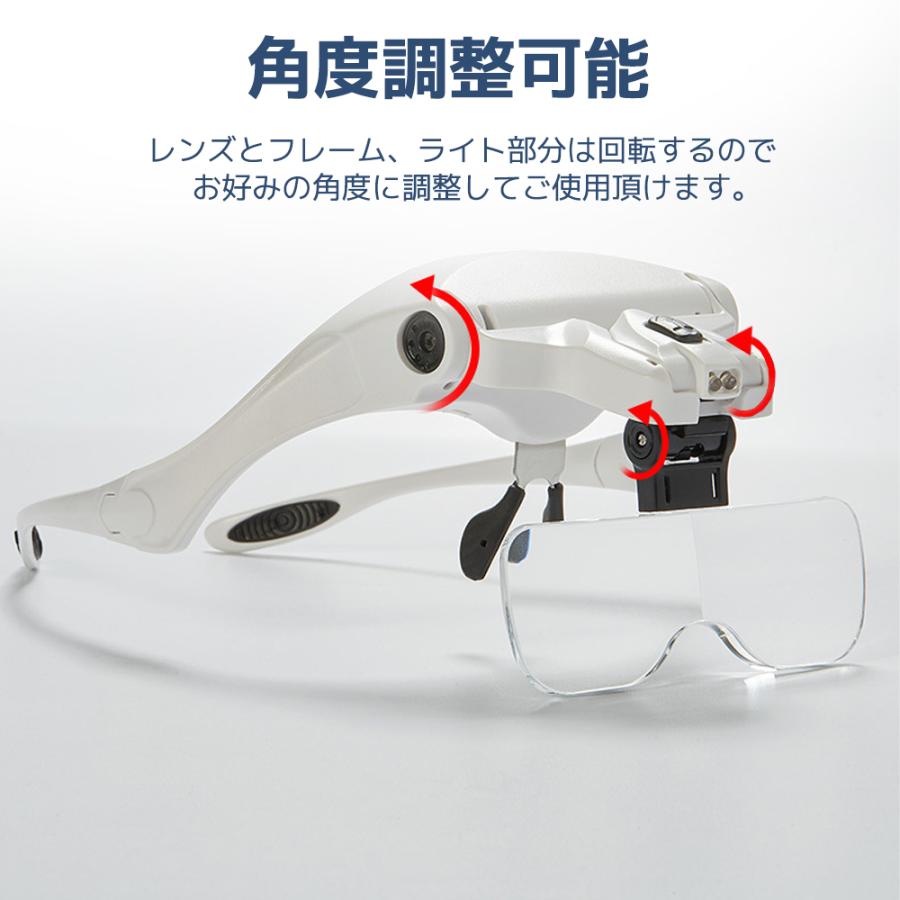 Life Ideas 拡大鏡 ルーペ メガネ型 LEDライト付き 5種類のレンズ 1倍