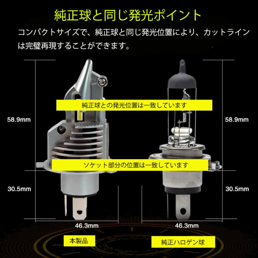 LEDヘッドライト バイク H4/HS1兼用 Hi/Lo切替 直流専用 DC12V 8000ルーメン 6000K ホワイト 単品 1本入り 1年保証｜e-auto-fun-store｜03