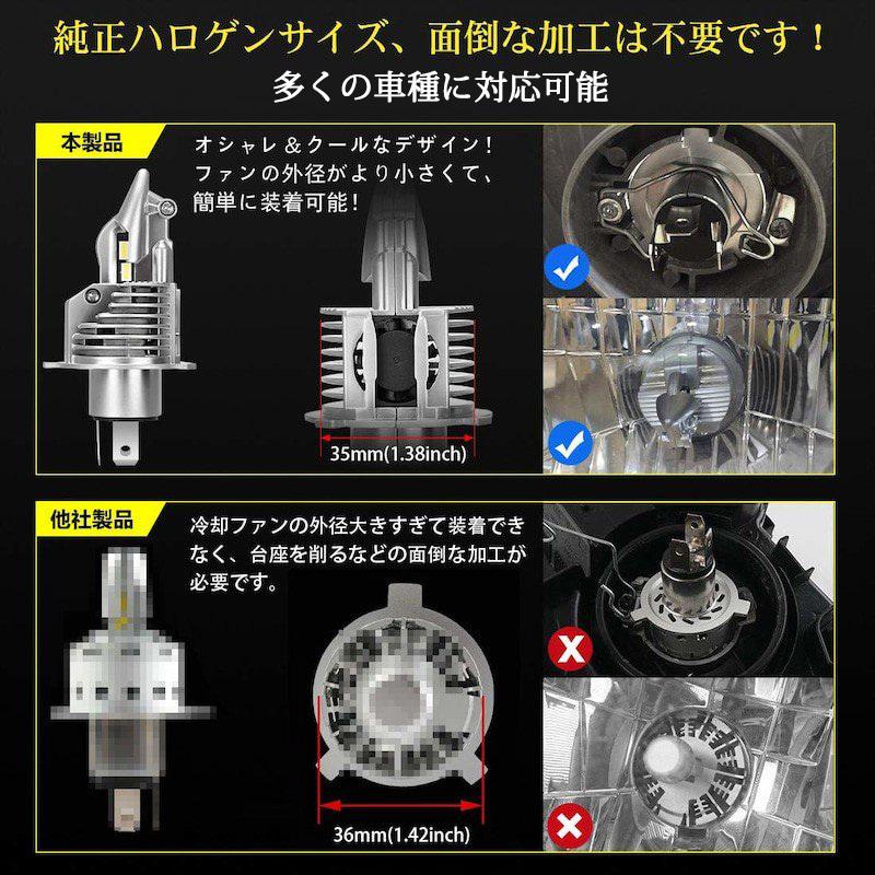 e-auto fun LEDヘッドライト H4 Hi/Lo切替 DC12V 8000ルーメン 3000K