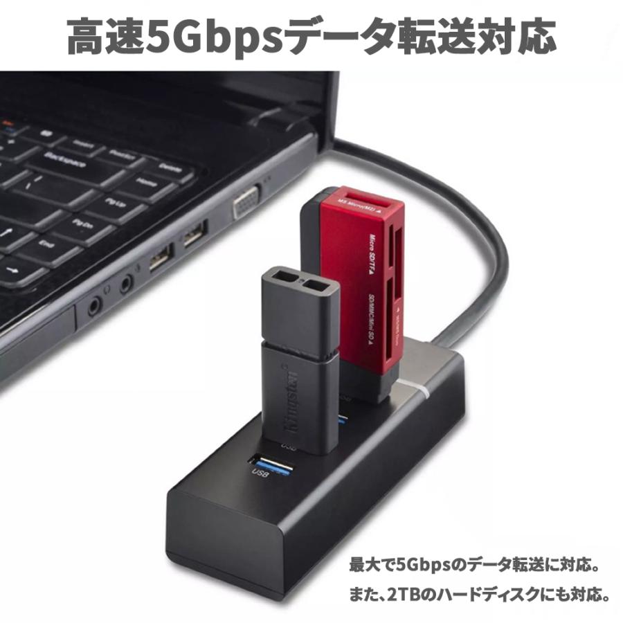USBハブ ホワイト Type-A 4ポート USB3.0 データ転送 5Gbps インジケーターランプ付き 90日保証[M便 0/1]｜e-auto-fun-store｜02