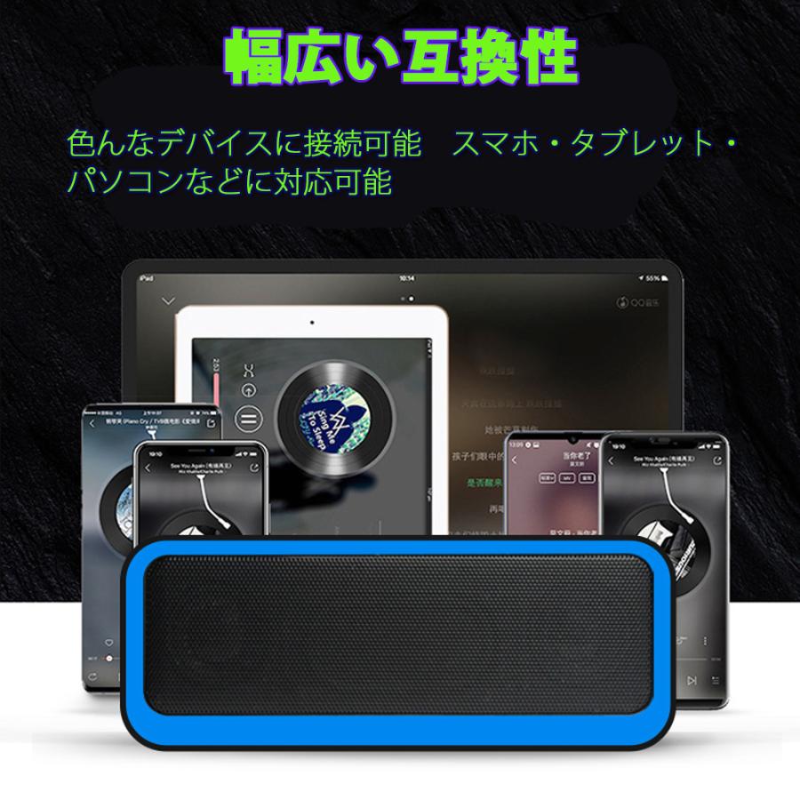 ワイヤレススピーカー ブラック Bluetooth5.0 バッテリー内蔵 最大出力6W 重低音再生 TWS対応 軽量ポータブル マイク内蔵 90日保証｜e-auto-fun-store｜03